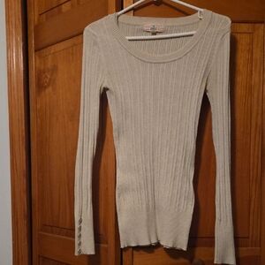 Pink Republic Cream Ribbed Sweater
